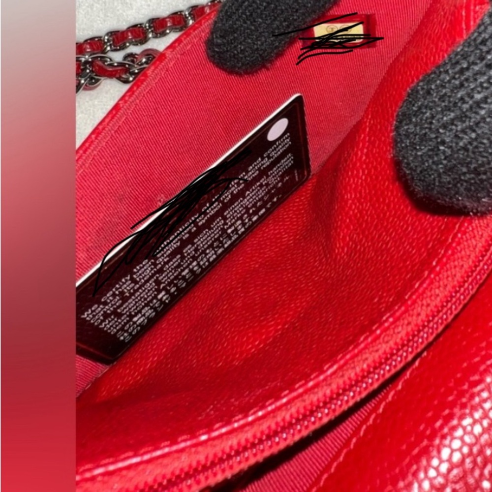 CHANEL Caviar Red Wallet On Chain Authentic Preloved With Card - Picture 14 of 16